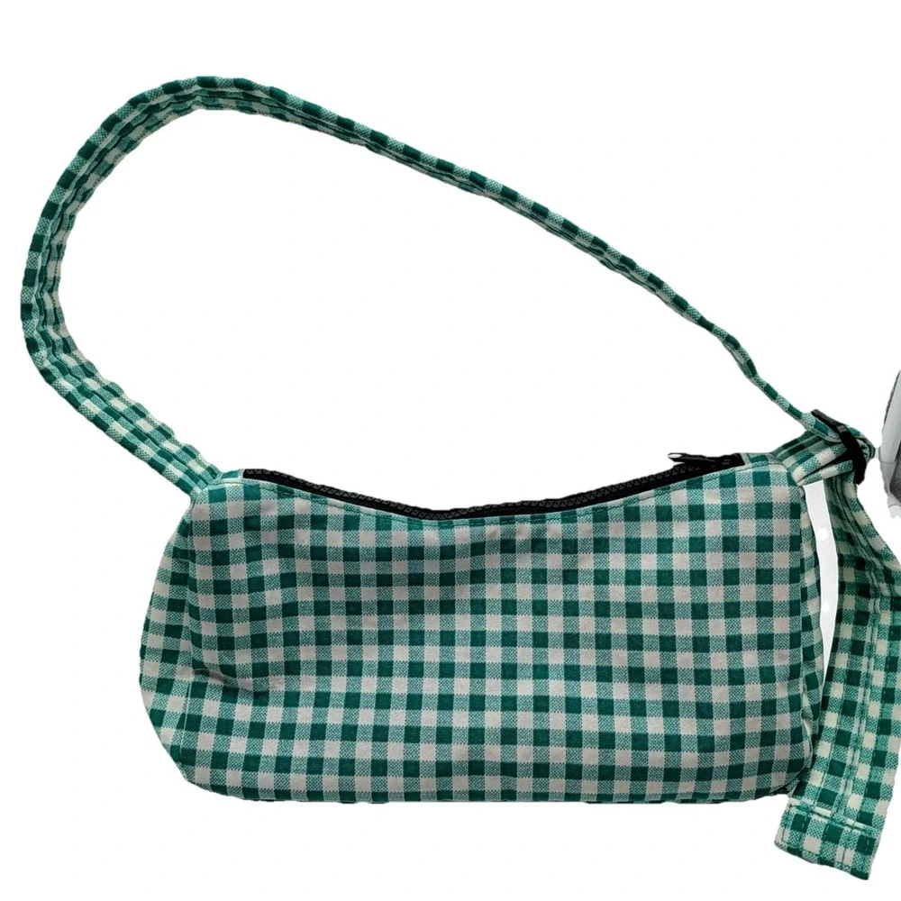 Baggu Nylon Shoulder Bag Green White Gingham